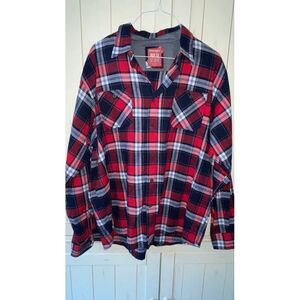 WRANGLER RED 2 XL Plaid Button Down
